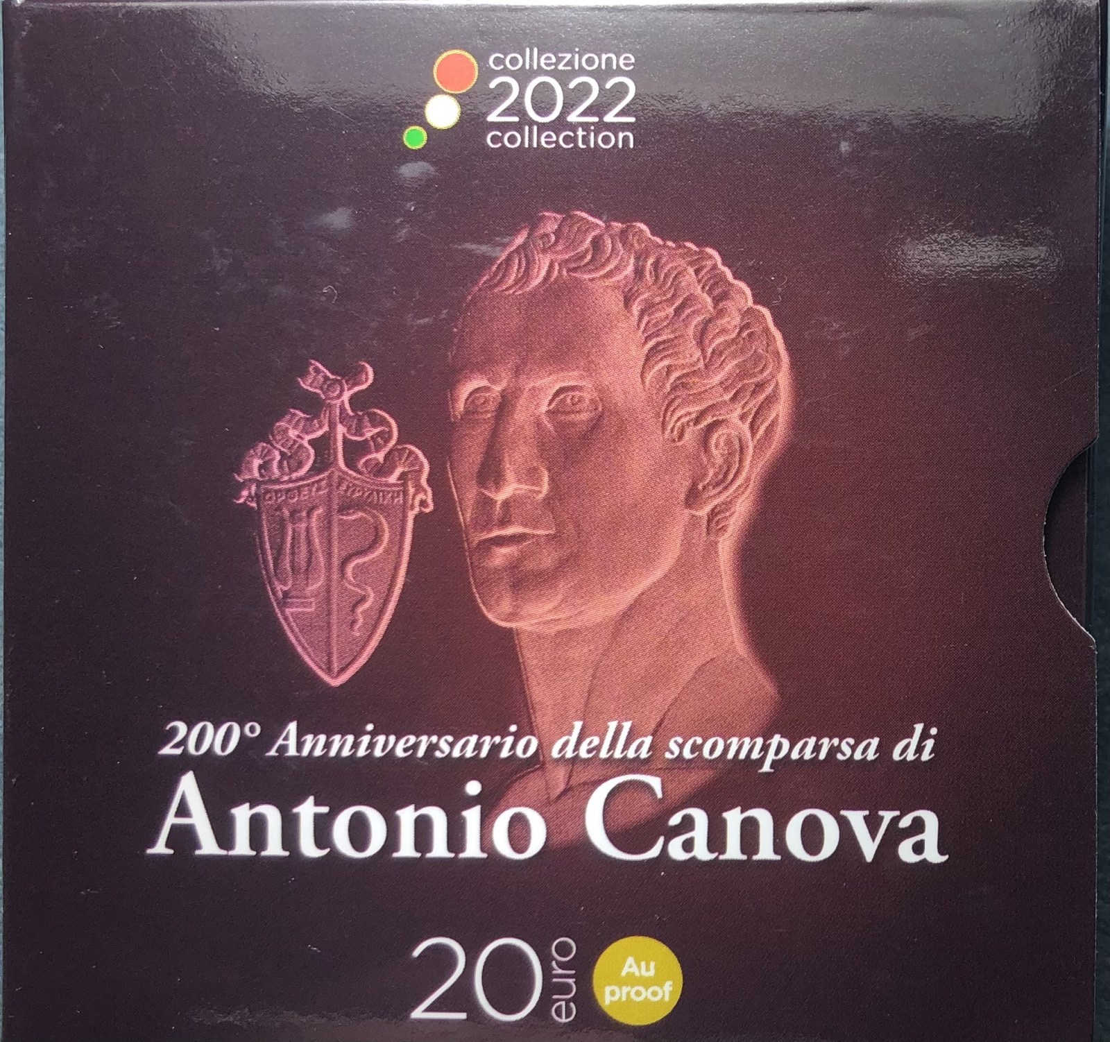 REPUBBLICA ITALIANA 20 EURO 2022 ANTONIO CANOVA PROOF